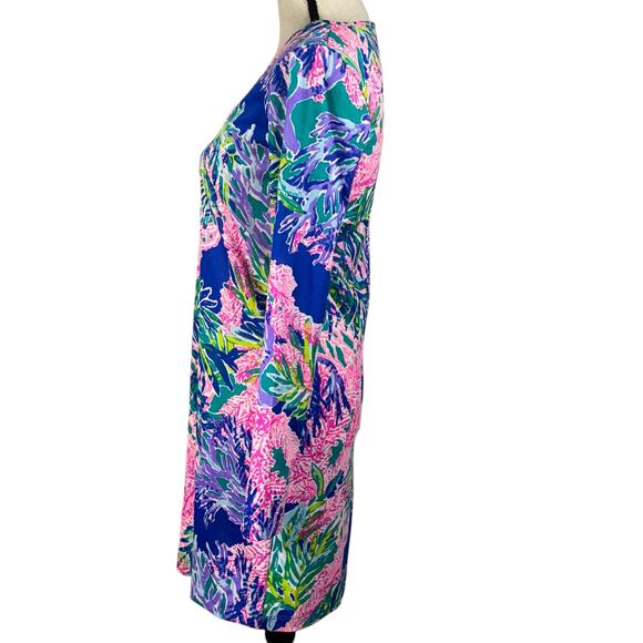 Lilly Pulitzer X-Small Erin Mini Dress Floral V-Neck Stretch Lightweight Multi - Picture 5 of 9